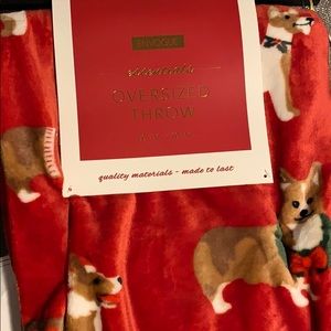 Envogue holiday oversized corgi throw 60” x 70”